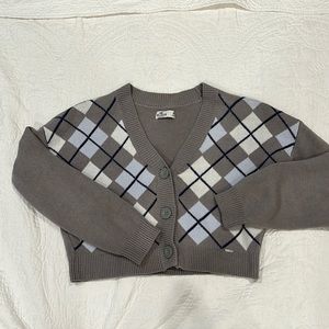 Hollister crop argyle cardigan